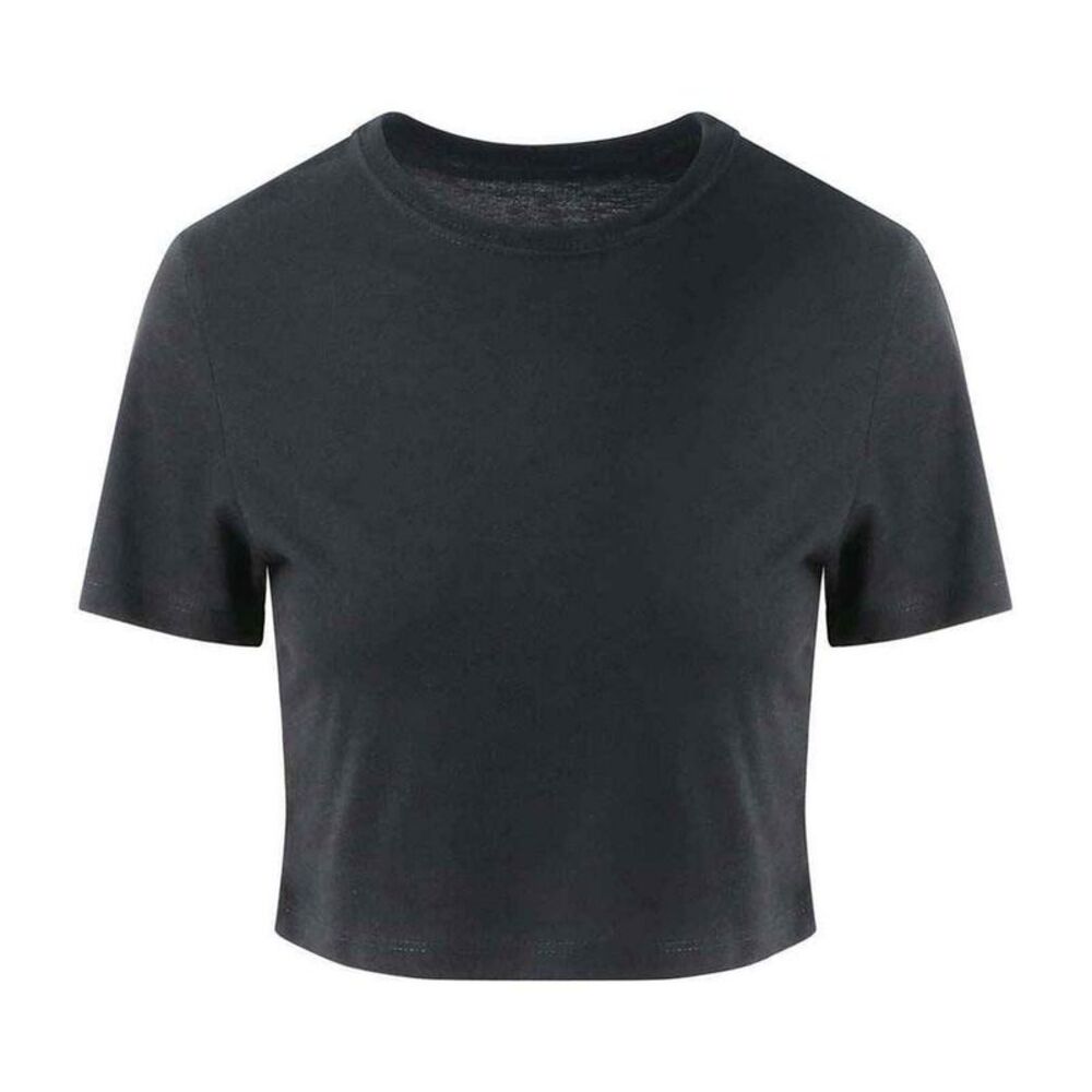 Awdis Womens/Ladies Girlie Cropped T-Shirt / Solid Black